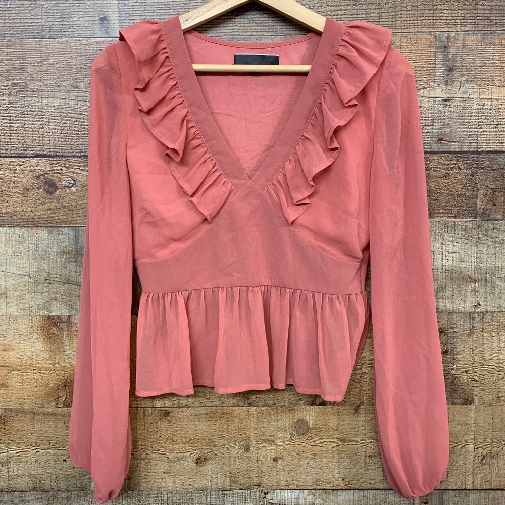 V-Neck Ruffle Blouse